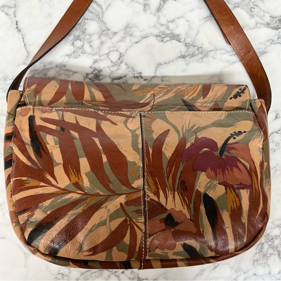 Patricia Nash Rosolini Leather Saddle Bag Floral Leaf Print - Picture 3 of 12